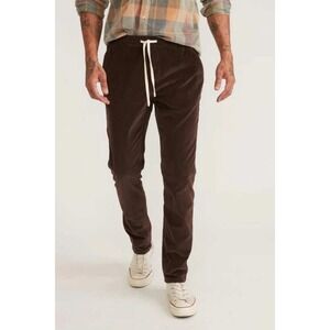 Marine Layer Mens Saturday Slim Fit Corduroy Pants Brown Large Elastic Waist
